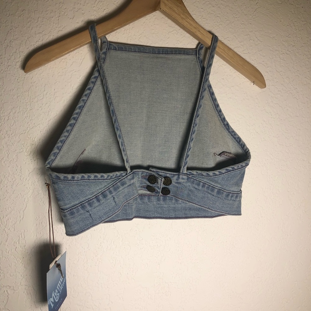 NEW Show Me Your Mumu Fawcett Denim Crop Top - Picture 6 of 9